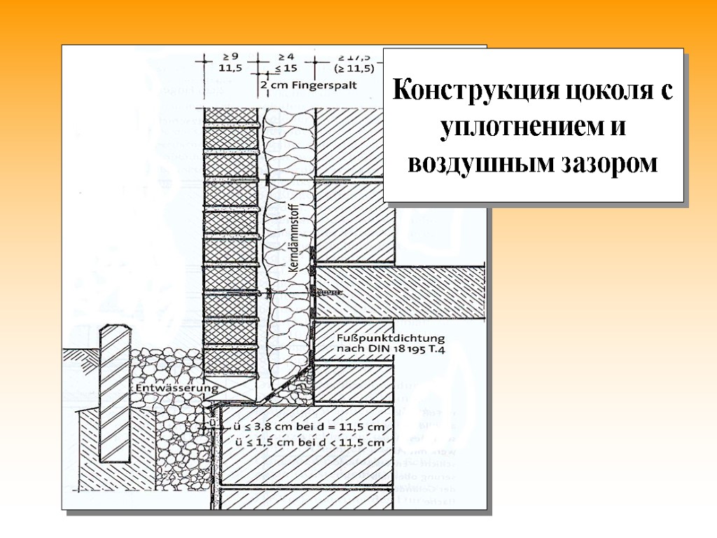 Конструкция цоколя с уплотнением и воздушным зазором